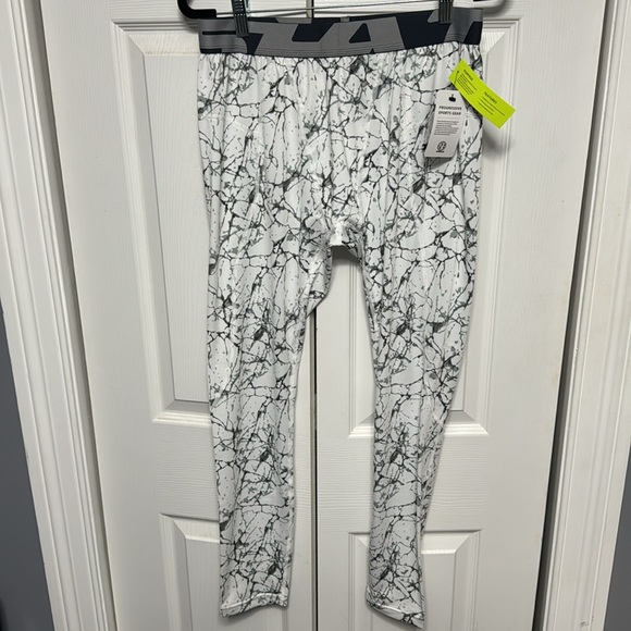 TSLA mens XL compression, white marble, never worn w tags XL, full length - Picture 1 of 8